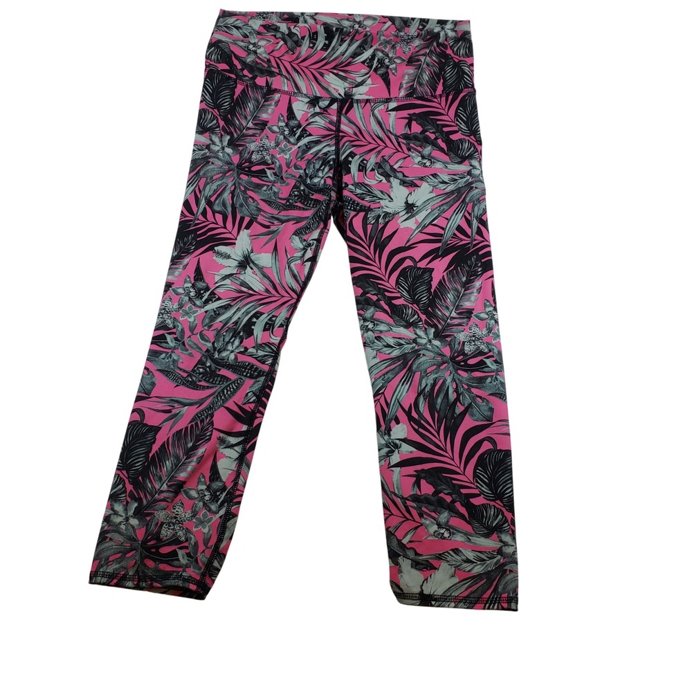 EVCR Tropical Leaf Print High Waist Leggings Size‎ L